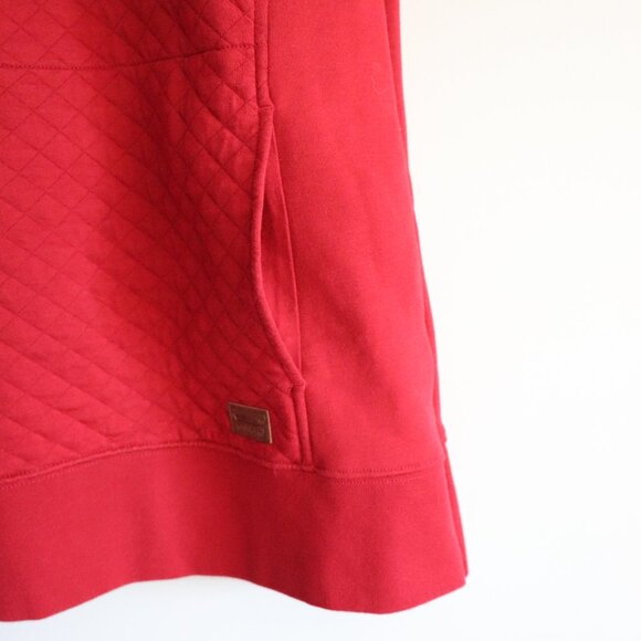 L.L. Bean Quilted 1/4 Zip Red XL Faux Leather Pullover Long Sleeve Sweater - Picture 8 of 13